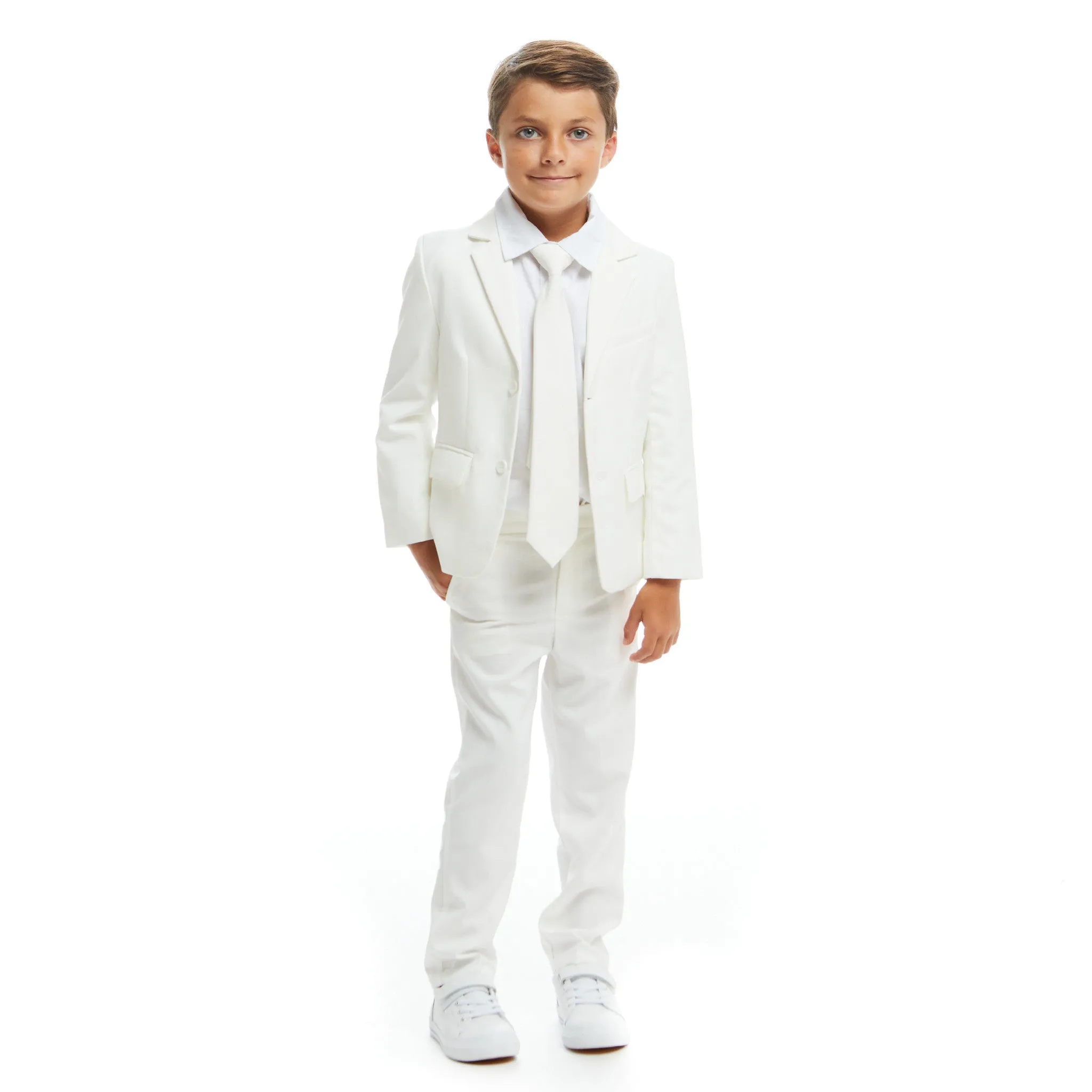 4-teiliger Anzug-Set (Größe 8-14 Jahre) | Weiß