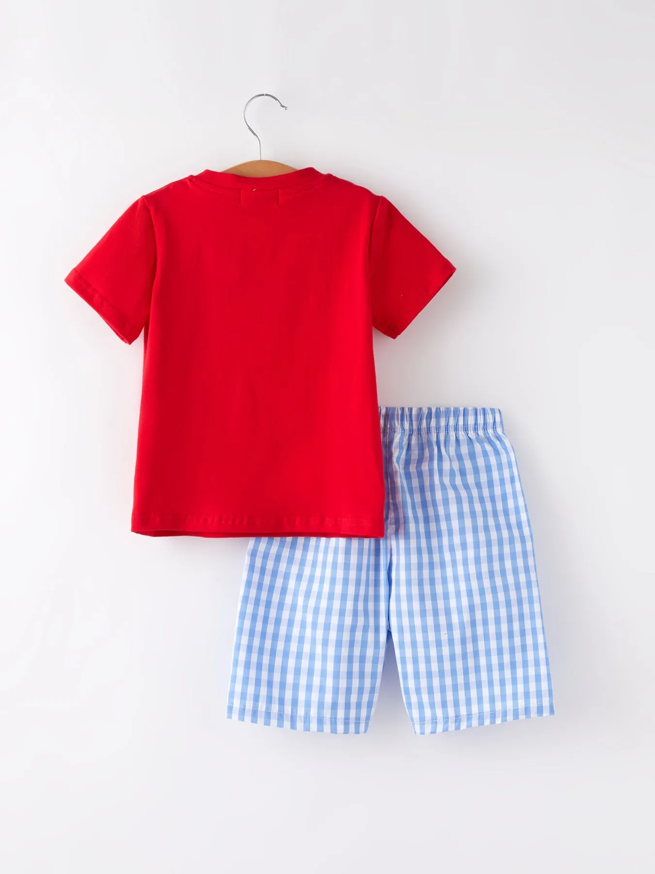 4. Juli Flaggenstickerei Smocking Jungen-Set