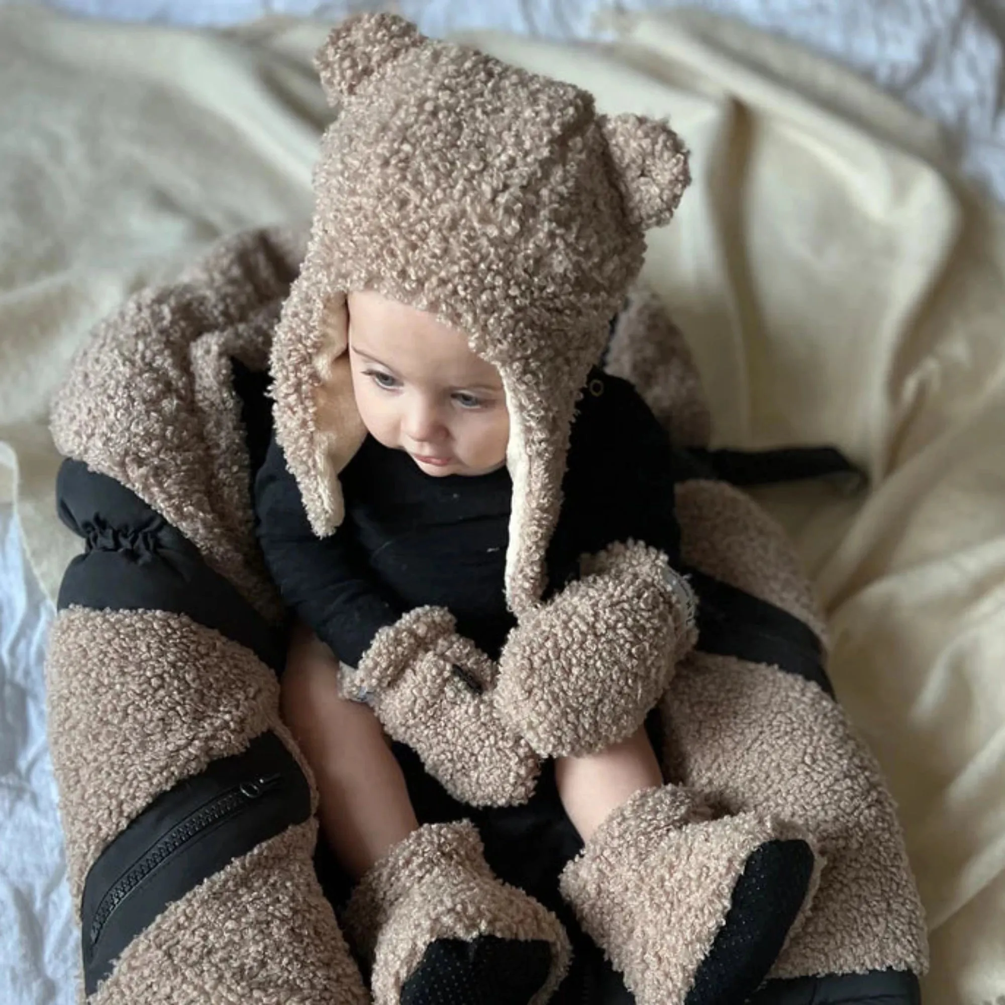 7AM ENFANT Cubby Set - Teddy (Fäustlinge   Mütze)