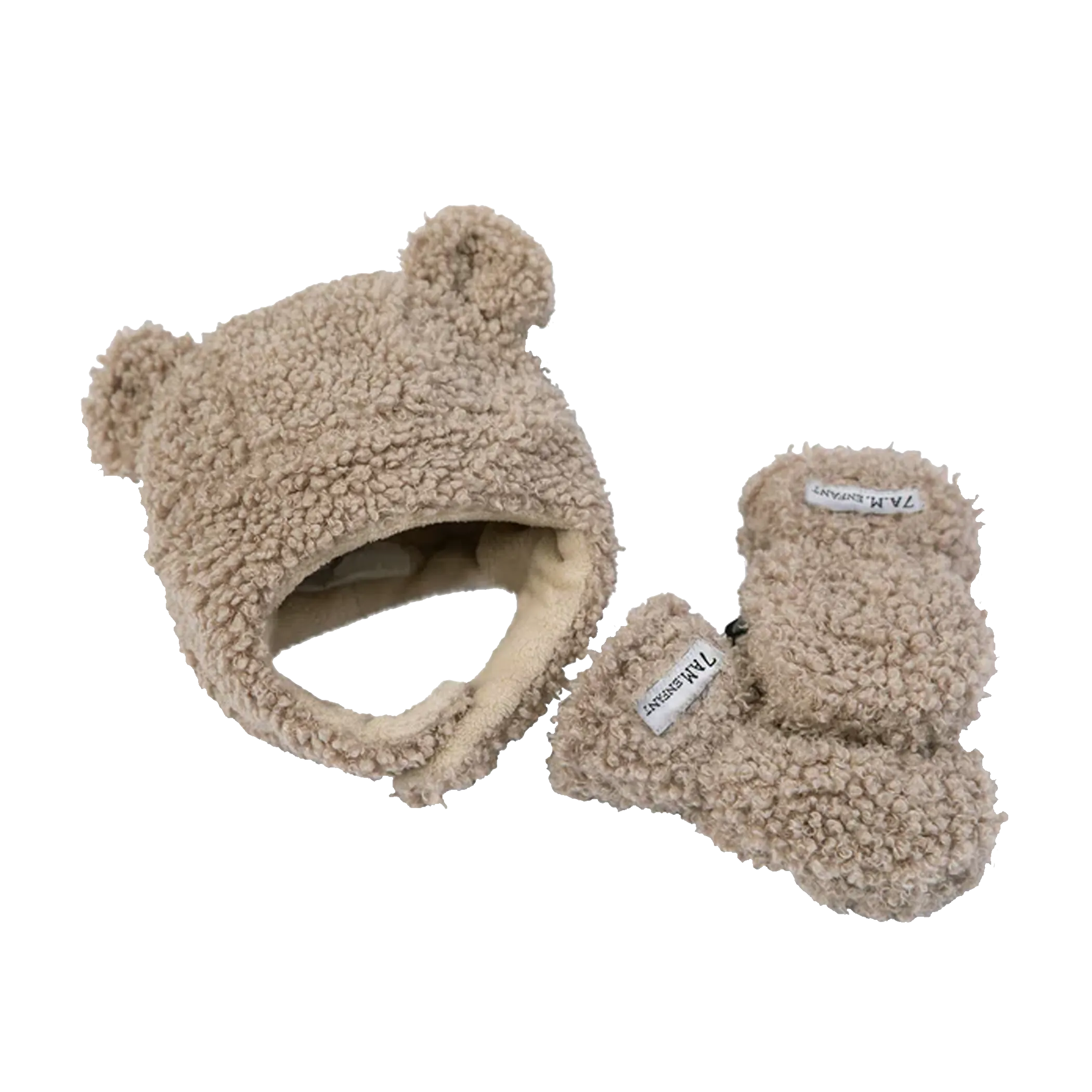 7AM ENFANT Cubby Set - Teddy (Fäustlinge   Mütze)