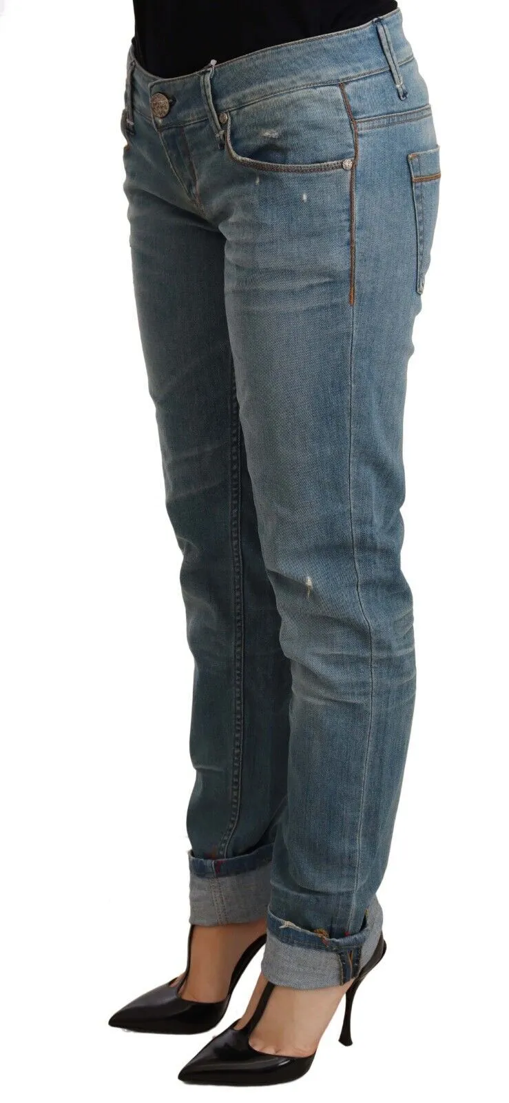 Acht Gewaschene Baumwollhose mit umgeschlagenem Saum für Damen
