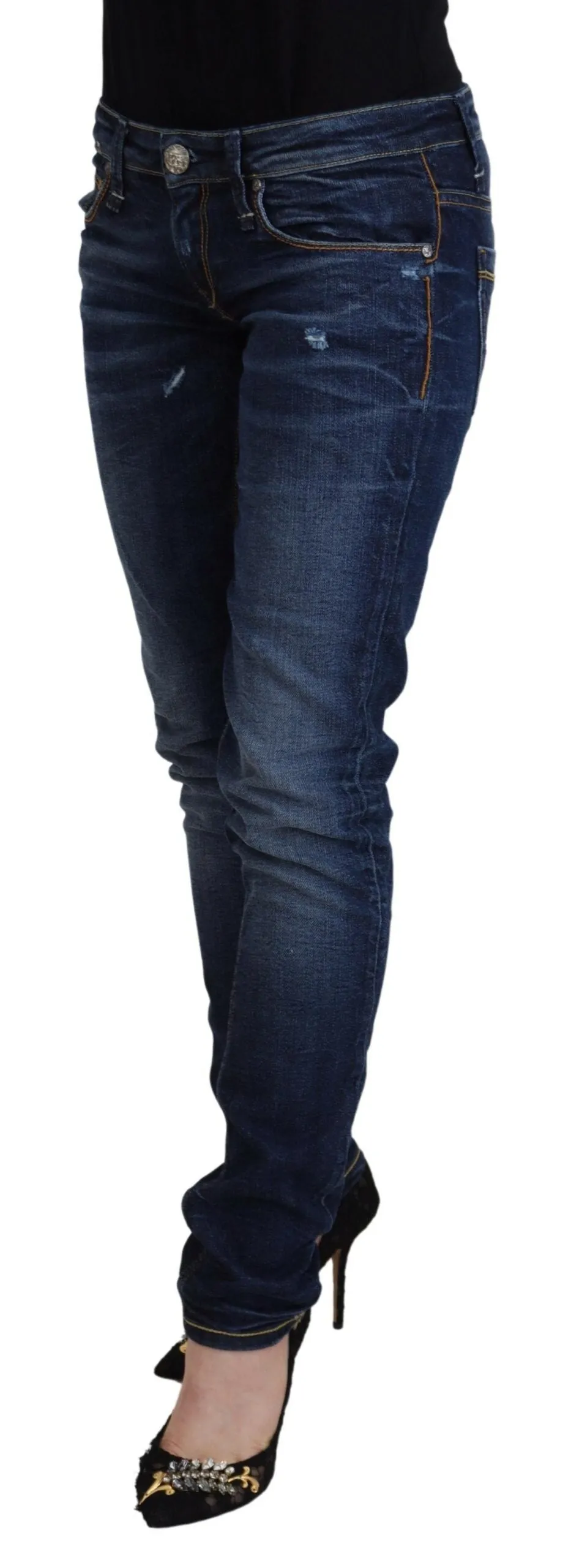 Acht Washed Cotton Low Waist Damen Casual Jeans