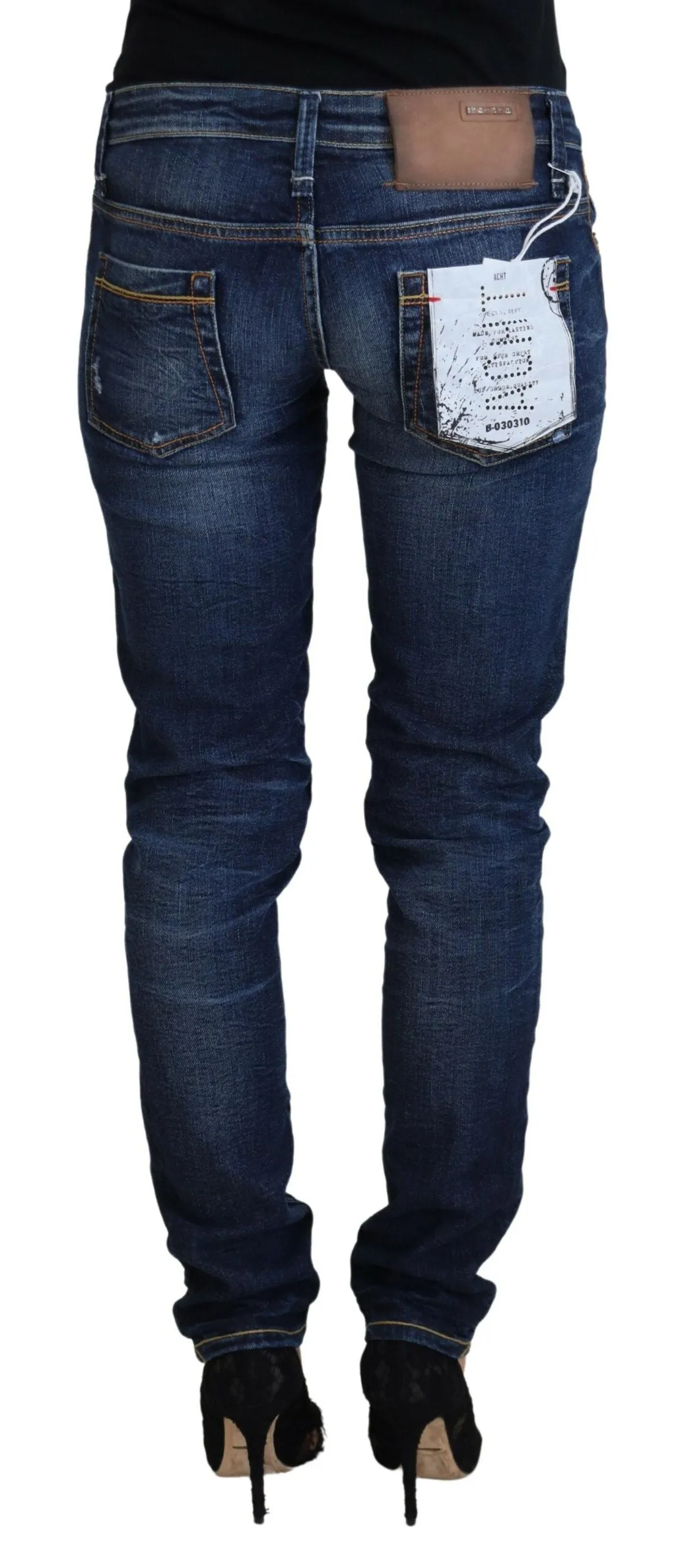 Acht Washed Cotton Low Waist Damen Casual Jeans
