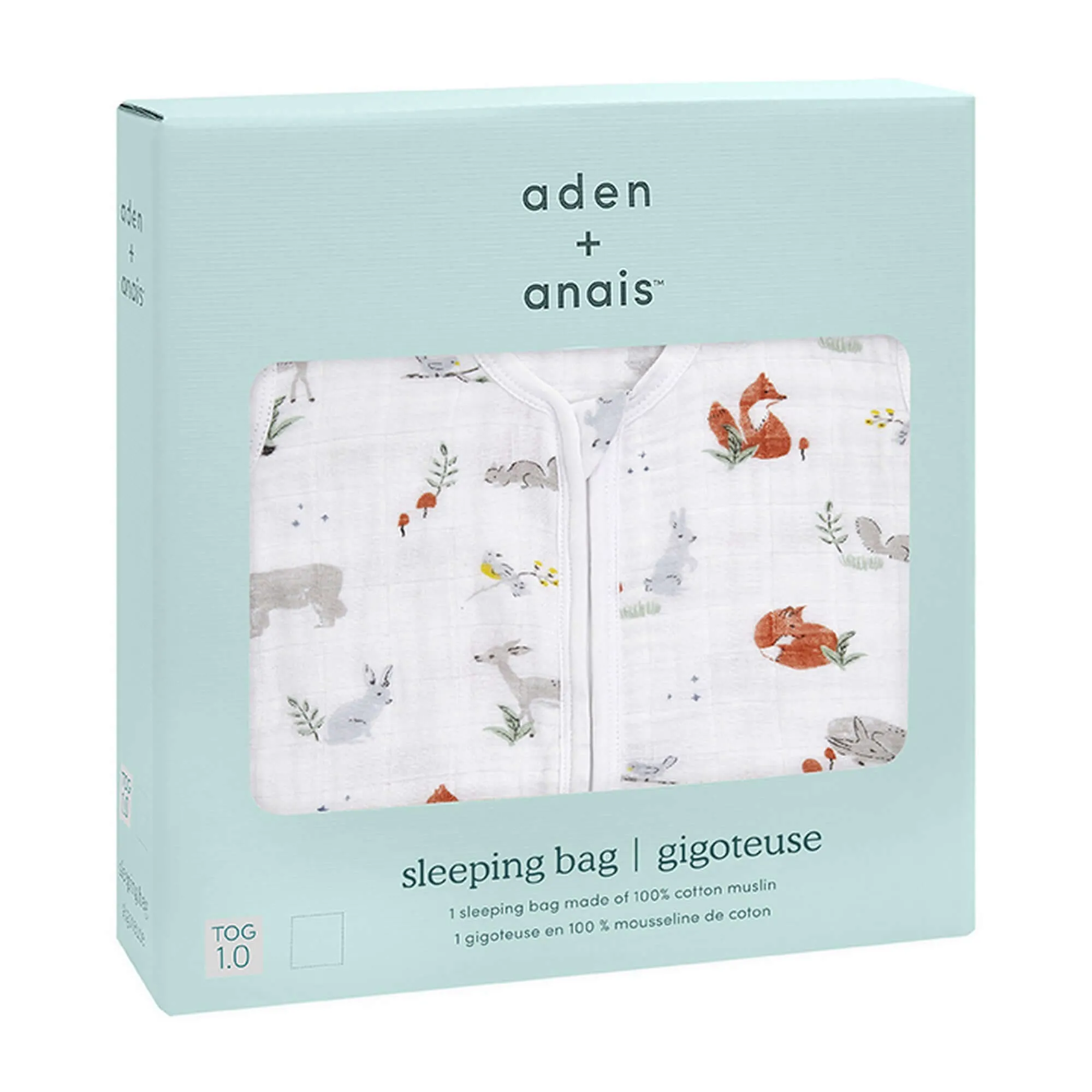 ADEN   ANAIS Baumwoll-Musselin Leichter Schlafsack 1Tog - Öko-Wald