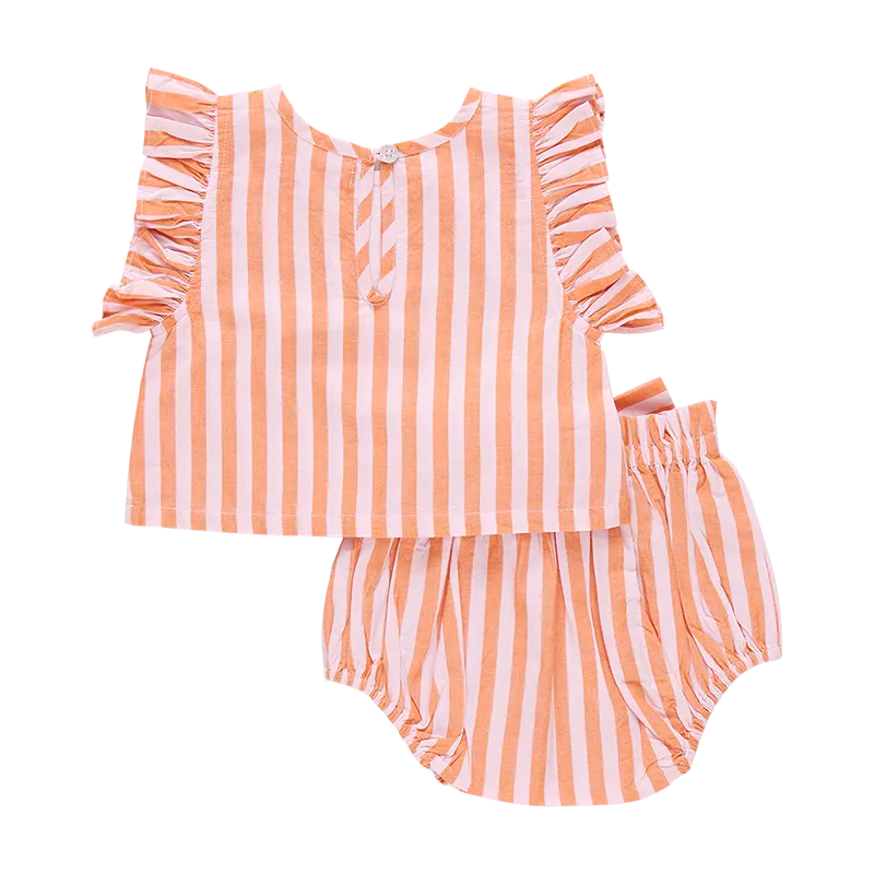 Baby Abigail Zweiteiler - Orange Rosa Streifen von Pink Chicken