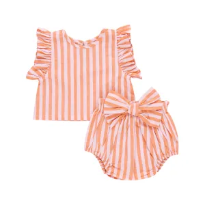 Baby Abigail Zweiteiler - Orange Rosa Streifen von Pink Chicken