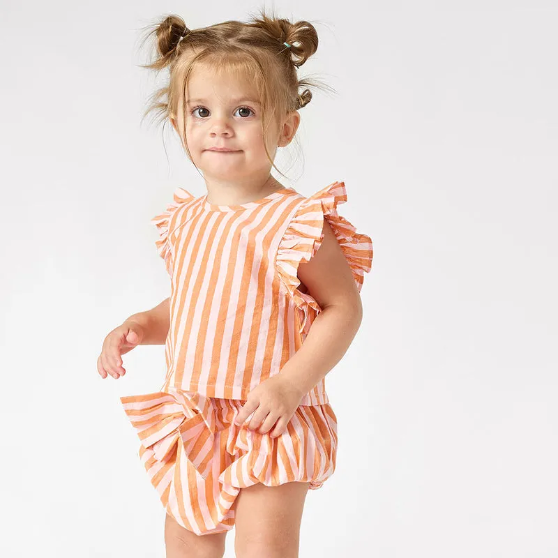 Baby Abigail Zweiteiler - Orange Rosa Streifen von Pink Chicken