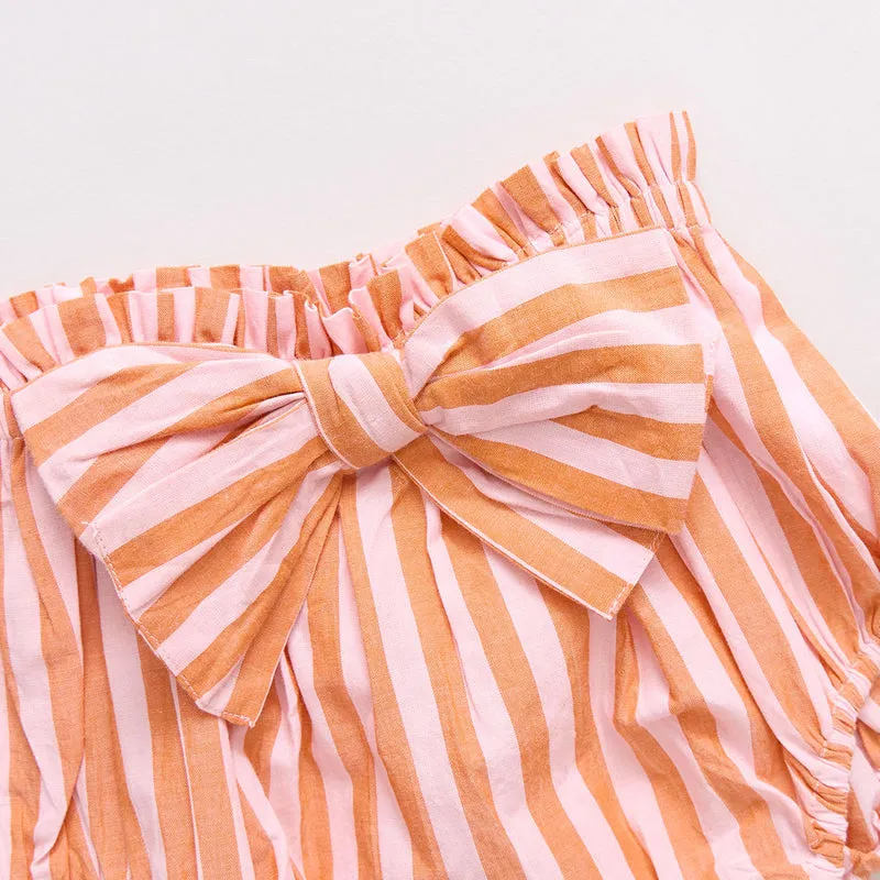 Baby Abigail Zweiteiler - Orange Rosa Streifen von Pink Chicken