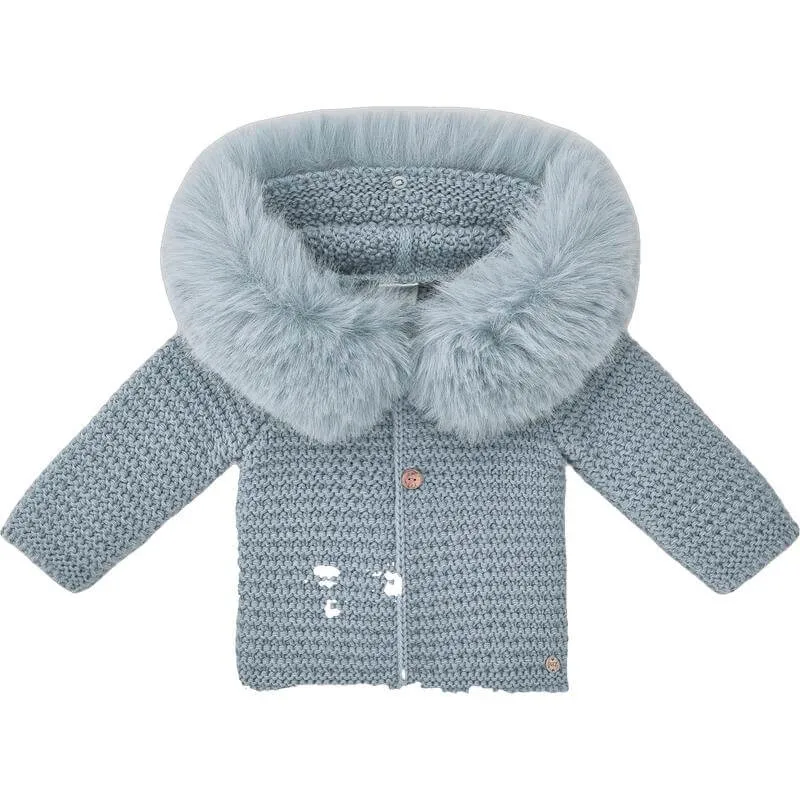 Baby Boys Bambalina Blaue Jacke mit Kunstpelz
