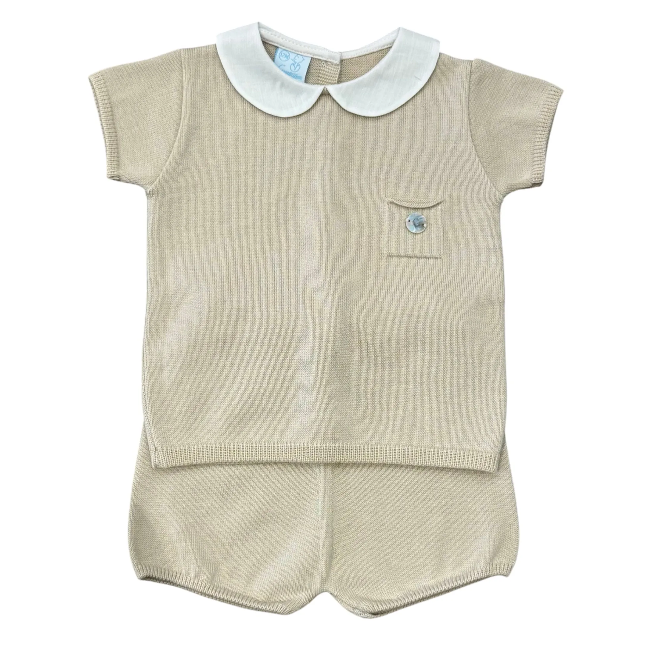 Beige Kurzarm-Set für Babyjungen