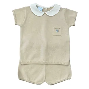 Beige Kurzarm-Set für Babyjungen