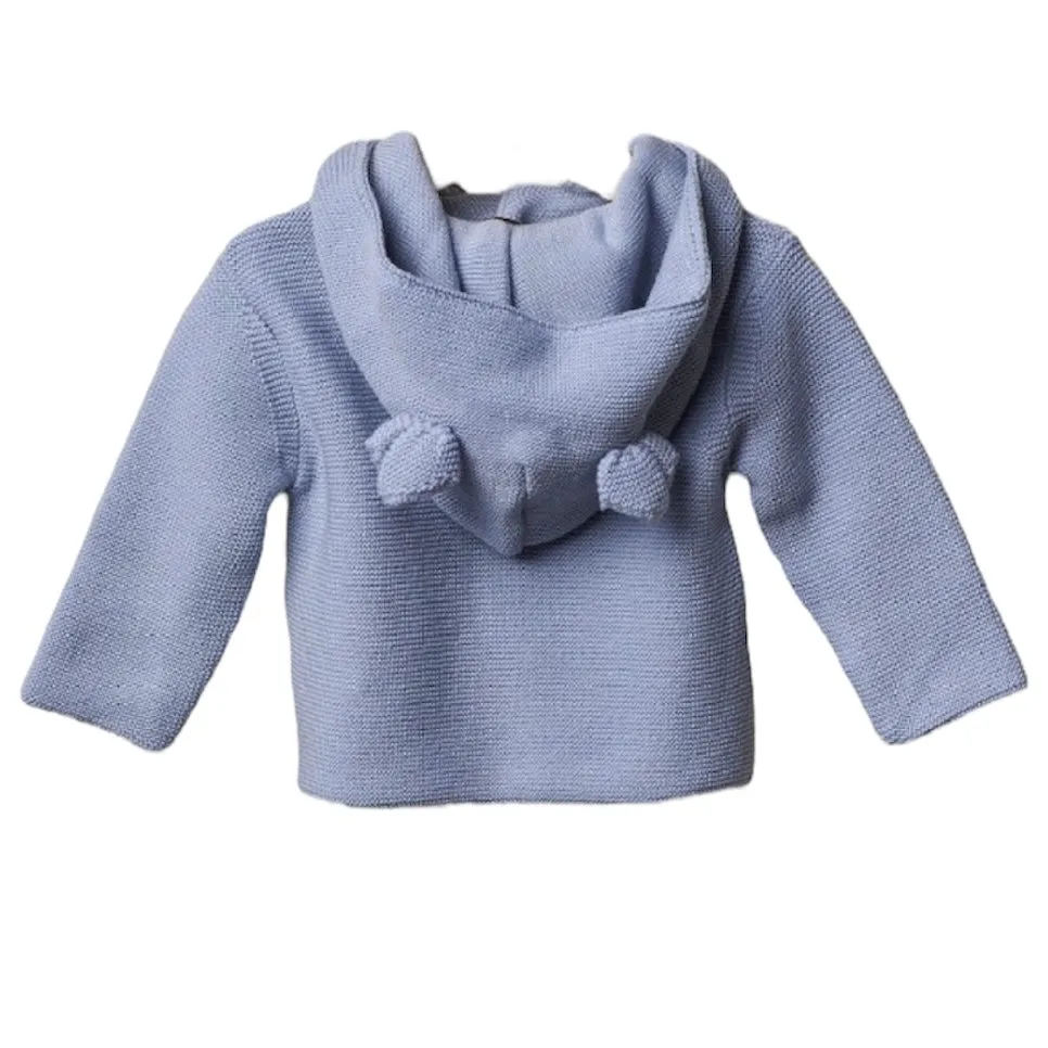 Blaue Strick-Teddyjacke für Babyjungen