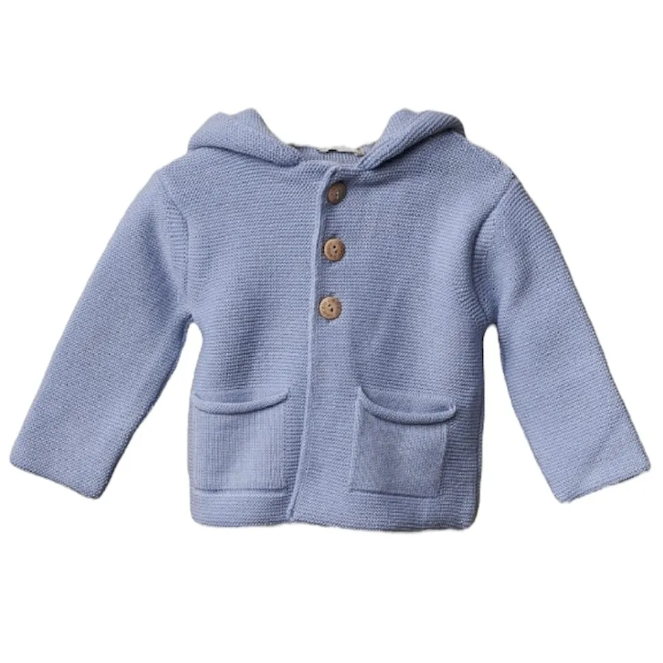 Blaue Strick-Teddyjacke für Babyjungen