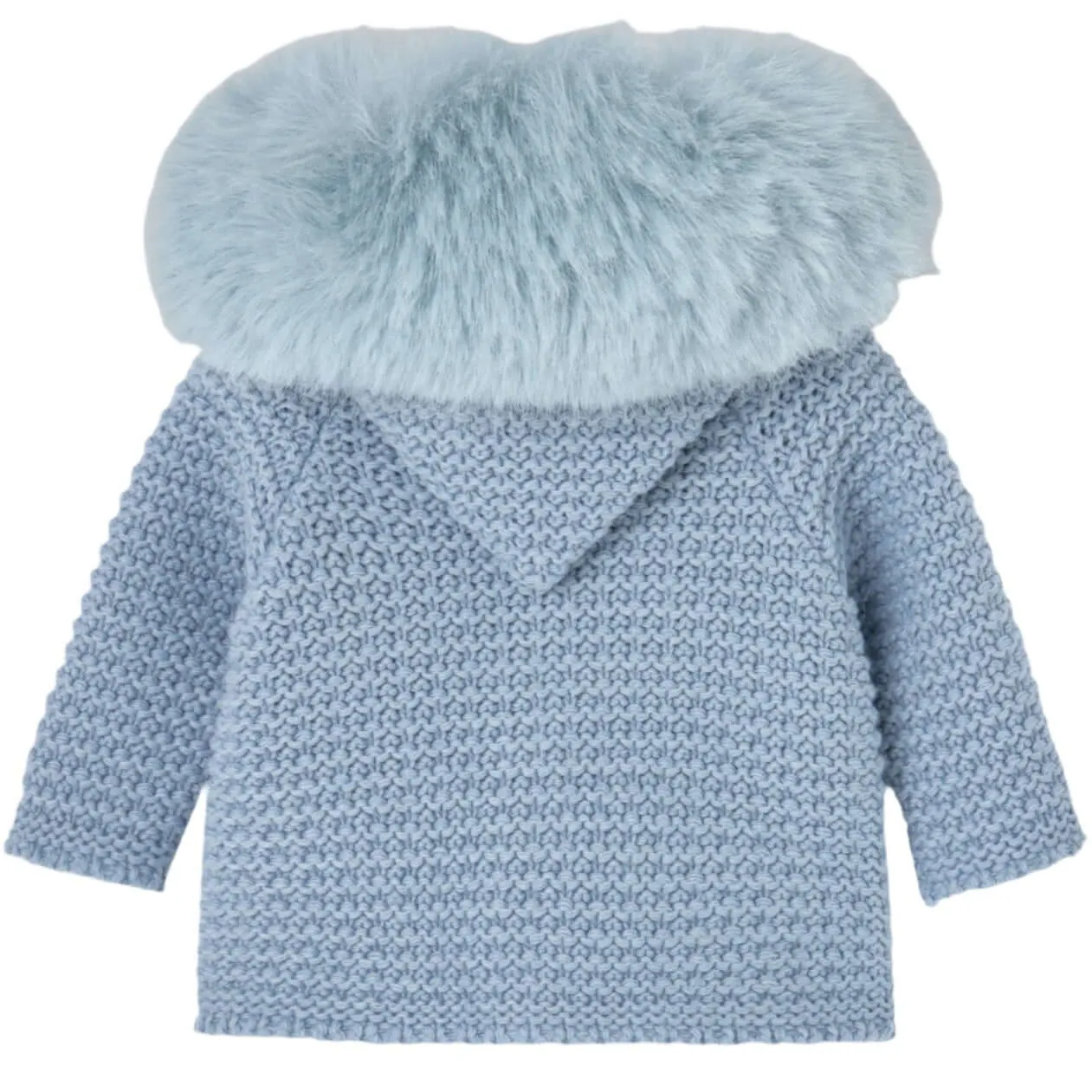 Blaue gestrickte Kunstpelzjacke für Babyjungen