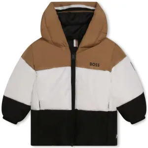 Baby Boys Kamel & Schwarz Gestreifte Steppjacke