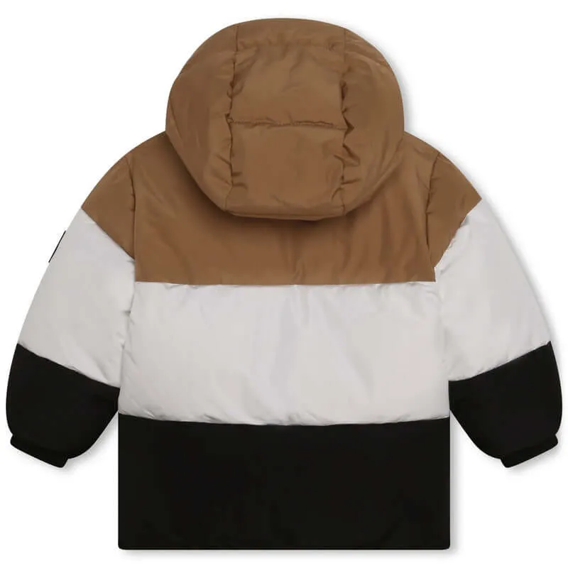 Baby Boys Kamel & Schwarz Gestreifte Steppjacke