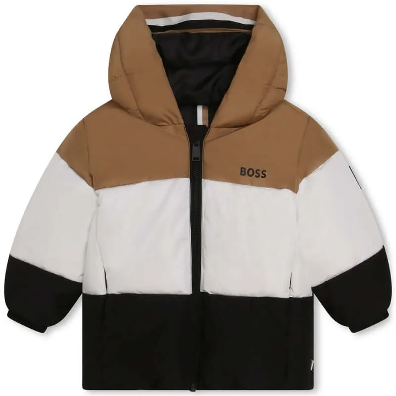 Baby Boys Kamel & Schwarz Gestreifte Steppjacke