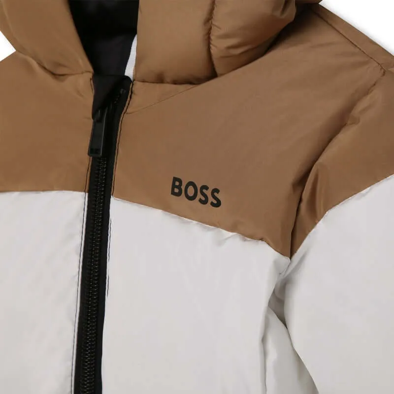 Baby Boys Kamel & Schwarz Gestreifte Steppjacke