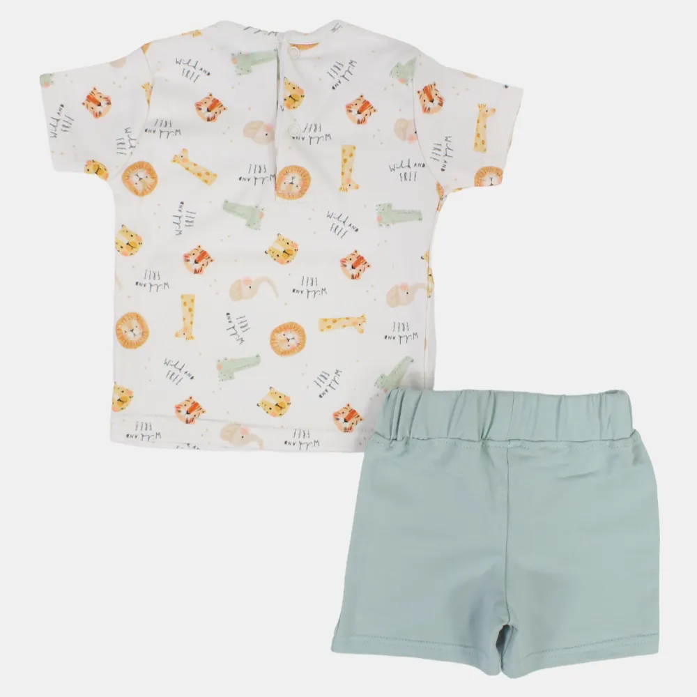 Baby Boys Baumwoll 2-teiliges Outfit-Set - Design mit Wildtierköpfen