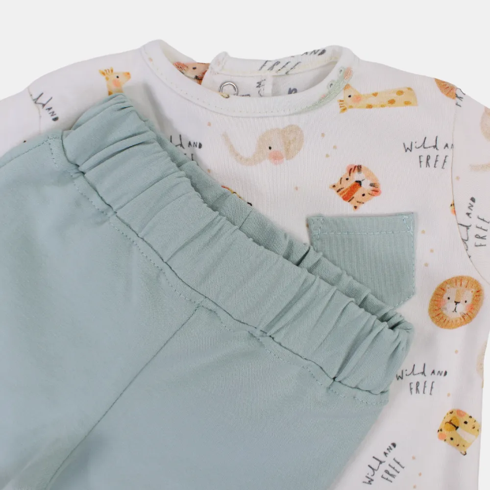 Baby Boys Baumwoll 2-teiliges Outfit-Set - Design mit Wildtierköpfen