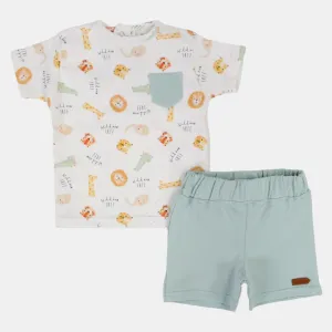 Baby Boys Baumwoll 2-teiliges Outfit-Set - Design mit Wildtierköpfen