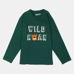 Baumwoll-Langarm-T-Shirt für Jungen – Olivgrün
