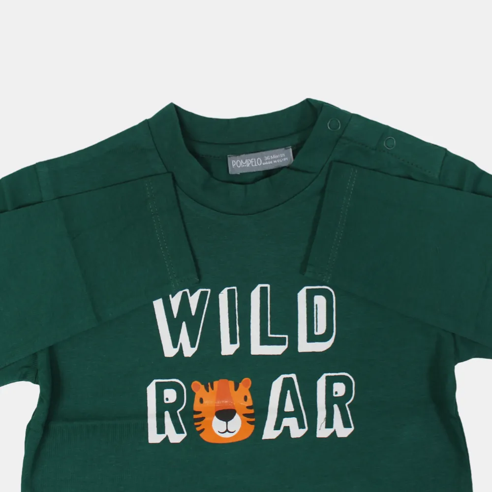 Baumwoll-Langarm-T-Shirt für Jungen – Olivgrün