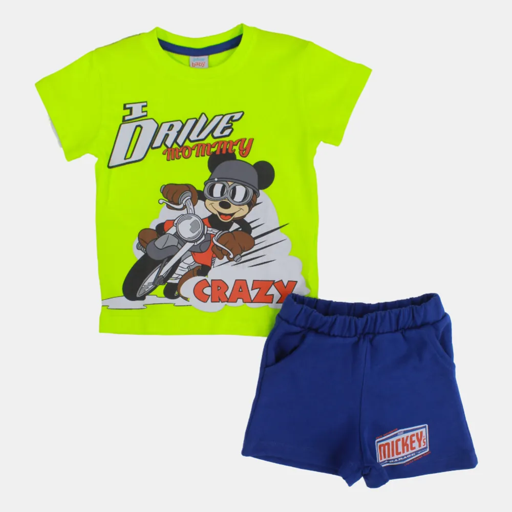 Baby Boys Baumwoll-Pyjama-Set – Reitendes Mickey Mouse Design