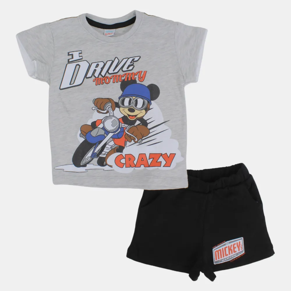 Baby Boys Baumwoll-Pyjama-Set – Reitendes Mickey Mouse Design
