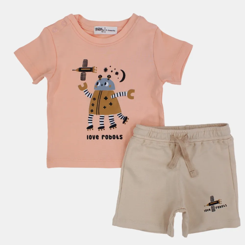 Baby Boys Baumwoll-Pyjama-Set – Lachs 