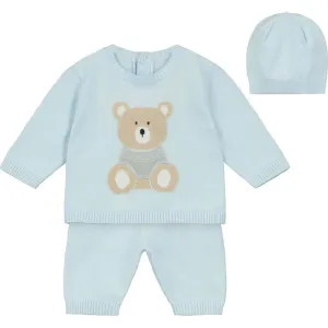 Baby Boys Enzo Blau Gestrickte Garnitur mit Mütze