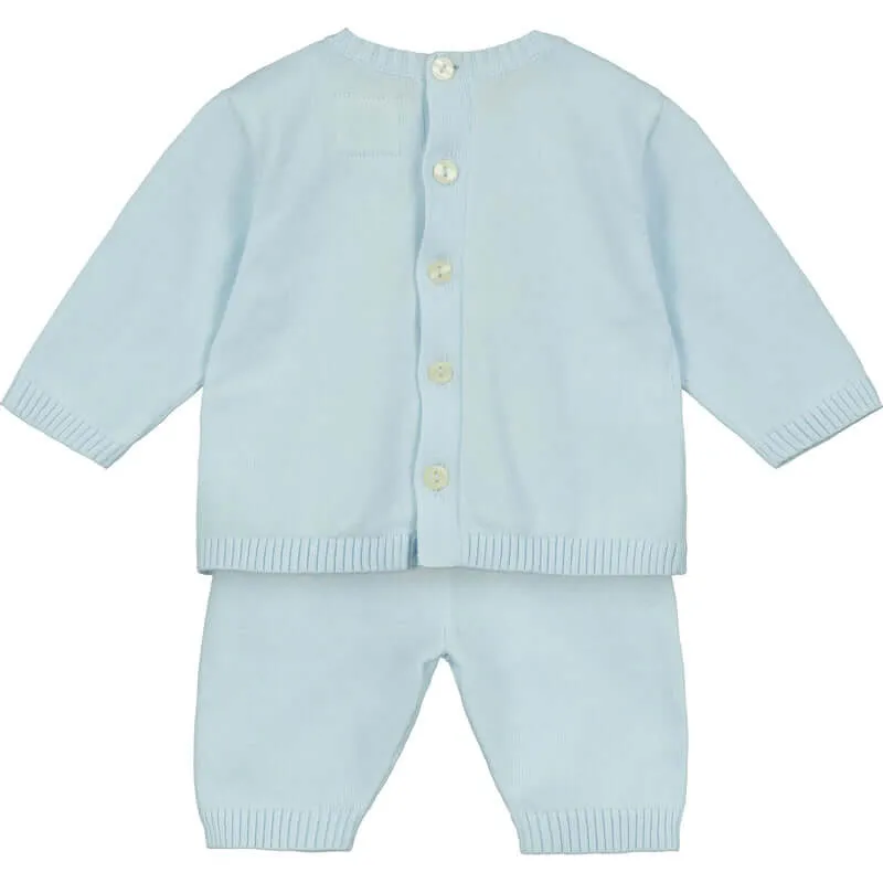 Baby Boys Enzo Blau Gestrickte Garnitur mit Mütze