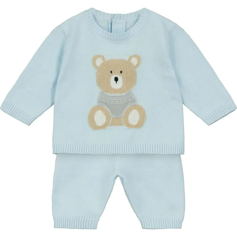 Baby Boys Enzo Blau Gestrickte Garnitur mit Mütze