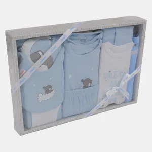 Geschenkbox-Set für Babyjungen – Hellblaues Elefanten-Motiv