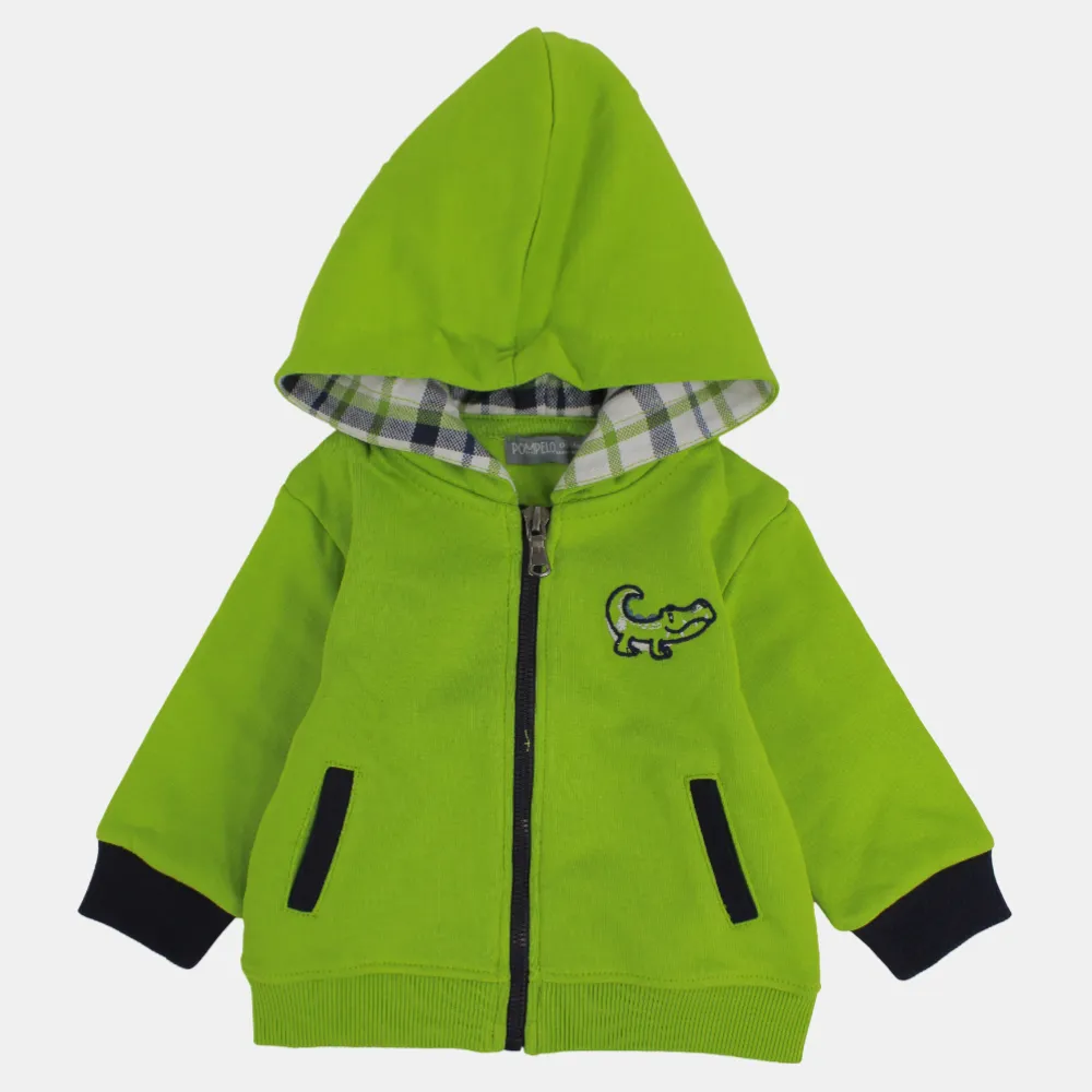 Grüne Kapuzenjacke mit Krokodilmuster für Babyjungen