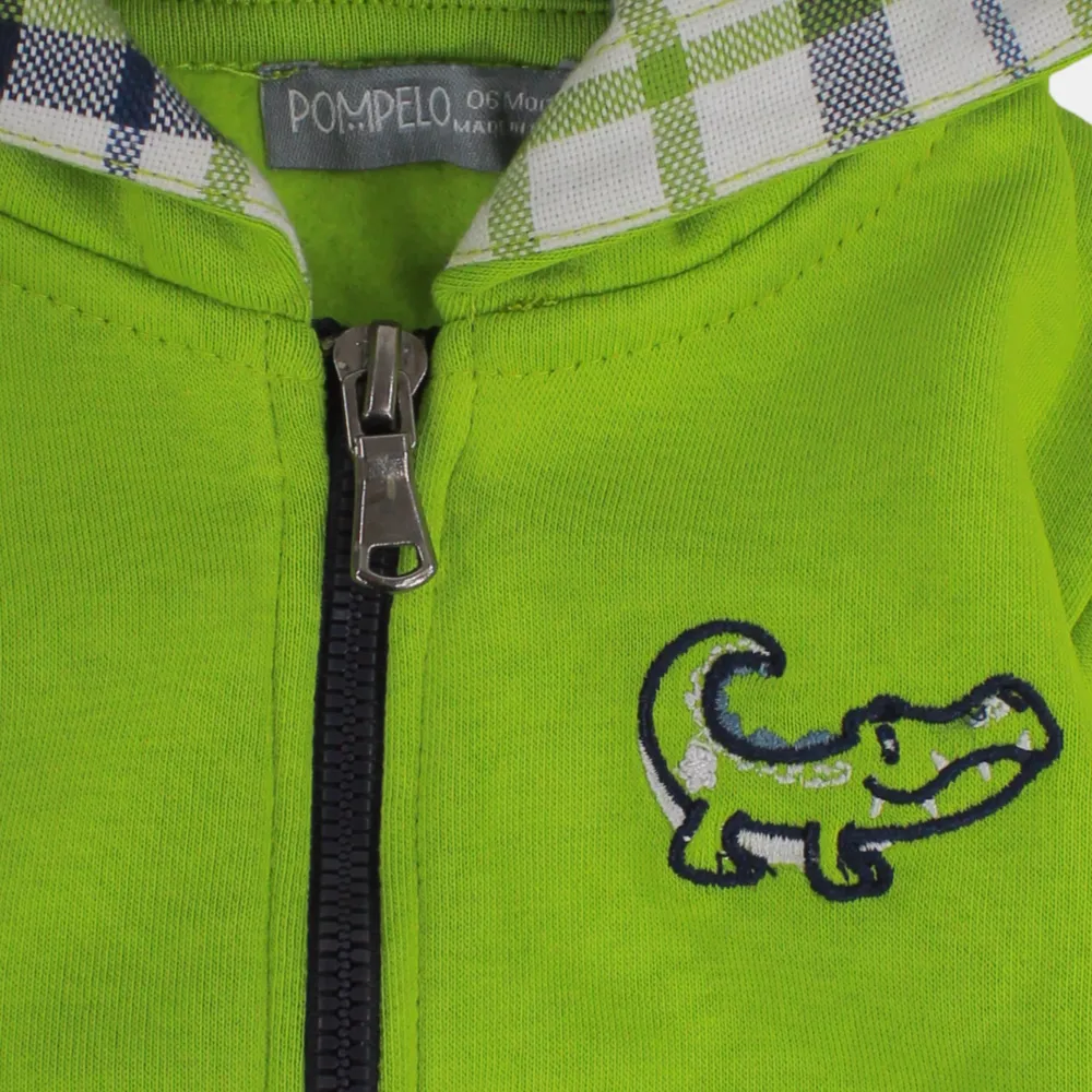 Grüne Kapuzenjacke mit Krokodilmuster für Babyjungen