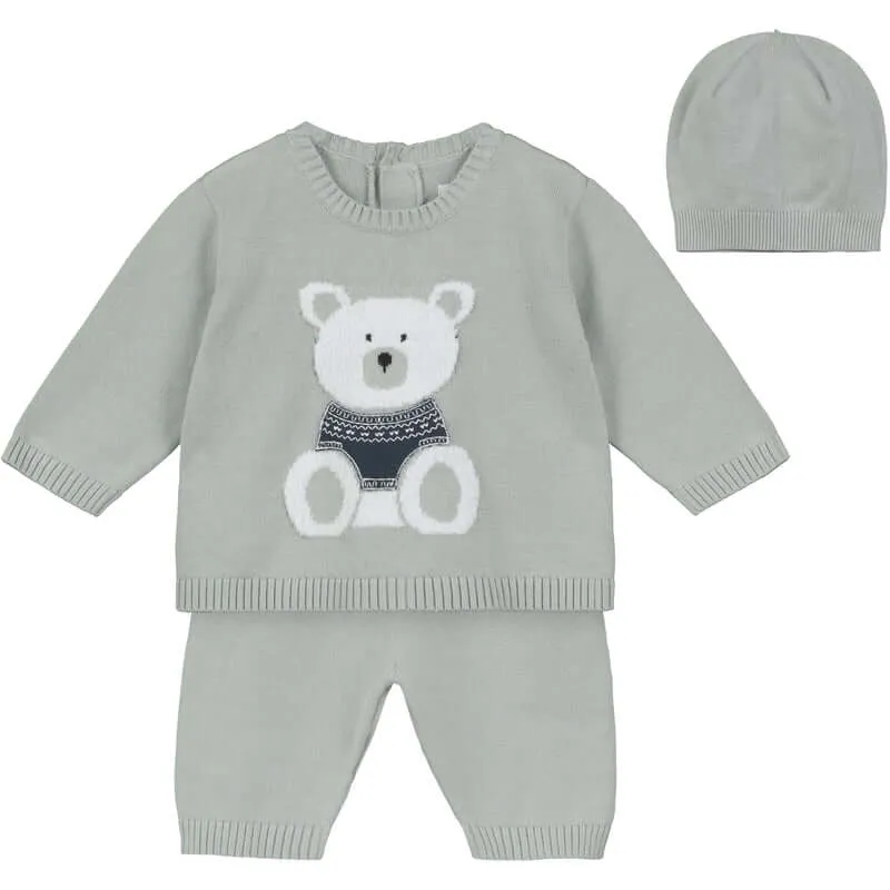 Grauer Strick-Set Enzo für Babyjungen