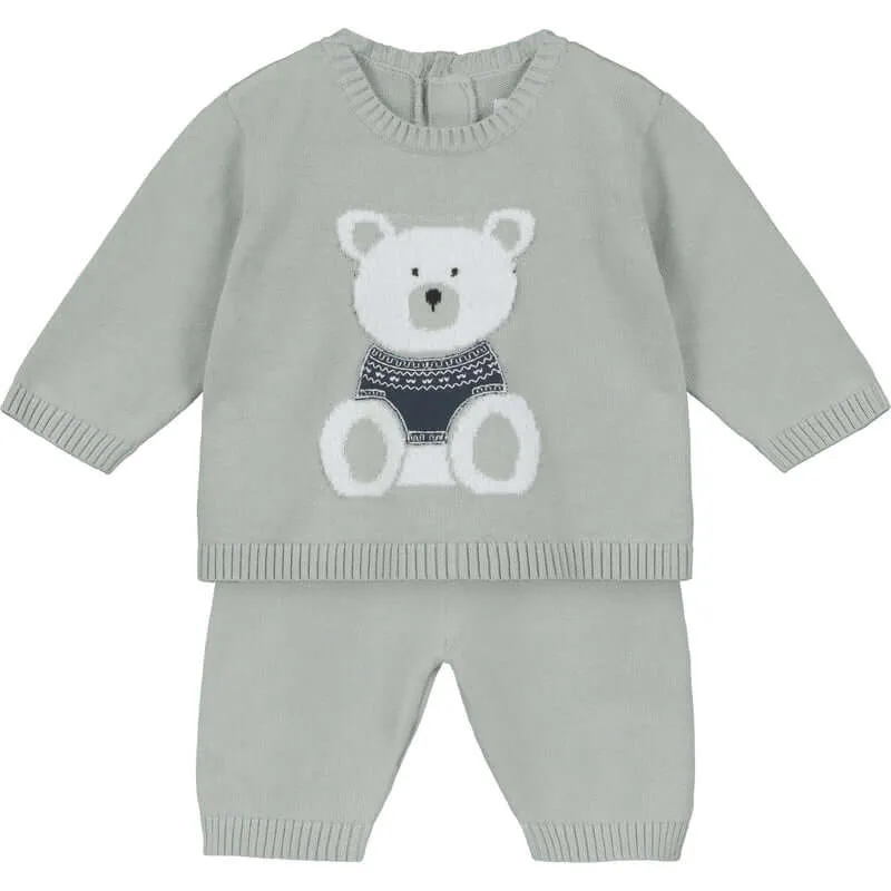 Grauer Strick-Set Enzo für Babyjungen