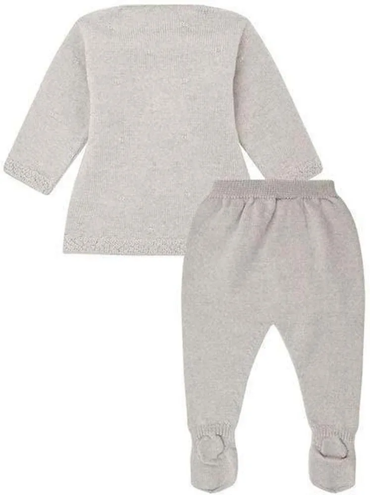 Dreiteiliges Strick-Set für Babyjungen in Grau