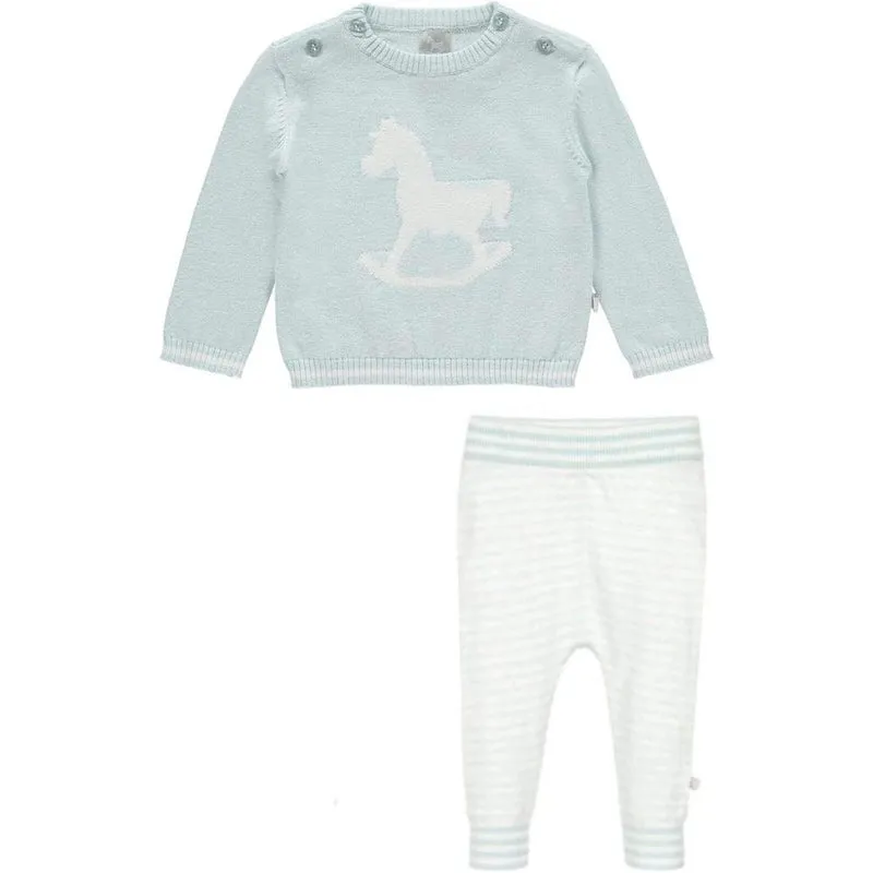 Baby Boys Gestrickter Hellblauer Pullover und Leggings