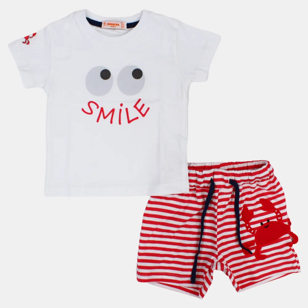 Baby Boys Kurzarm 2-teiliges Baumwoll-Outfit Set – Lustiges Design