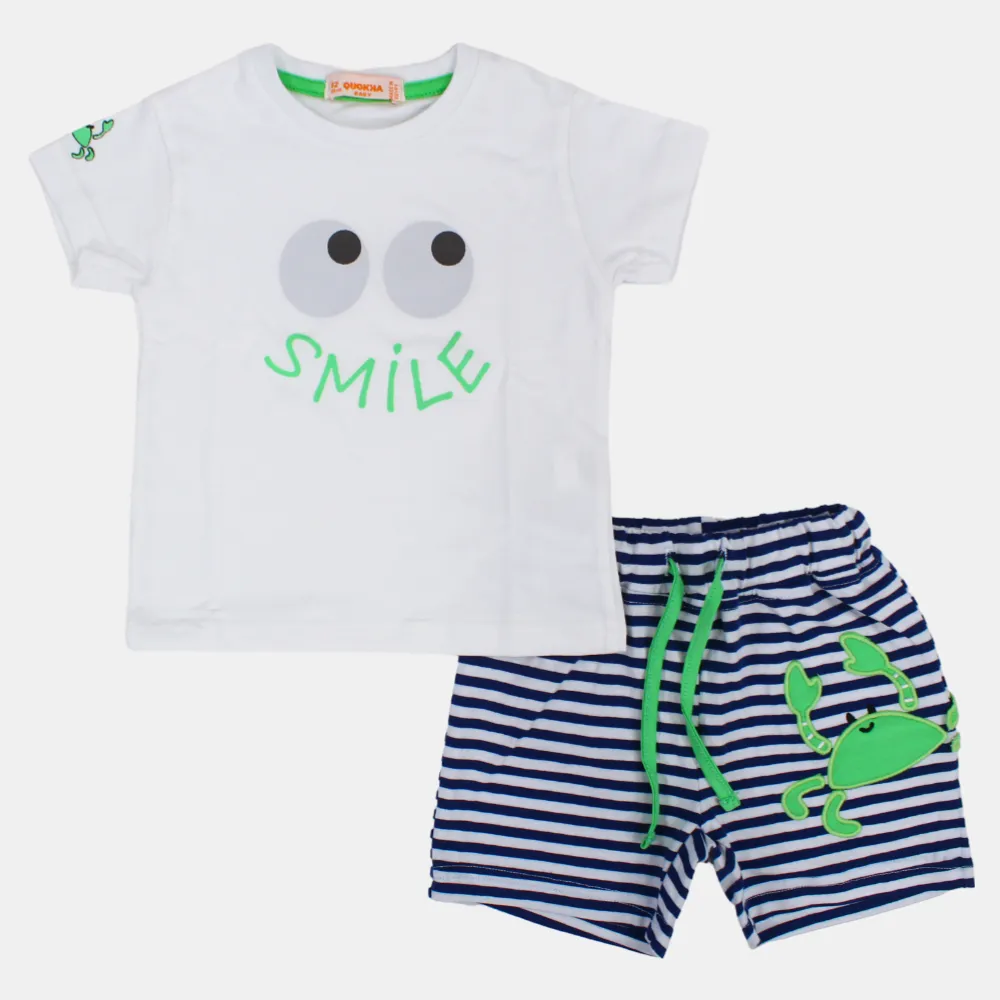 Baby Boys Kurzarm 2-teiliges Baumwoll-Outfit Set – Lustiges Design
