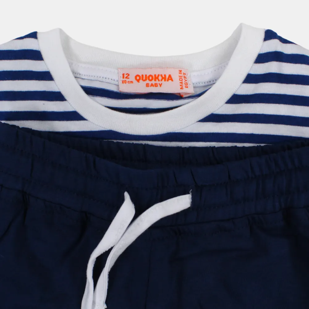 Baby Boys Gestreiftes Kurzarm-2-teiliges Baumwoll-Outfit-Set – 