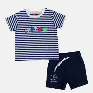 Baby Boys Gestreiftes Kurzarm-2-teiliges Baumwoll-Outfit-Set – 