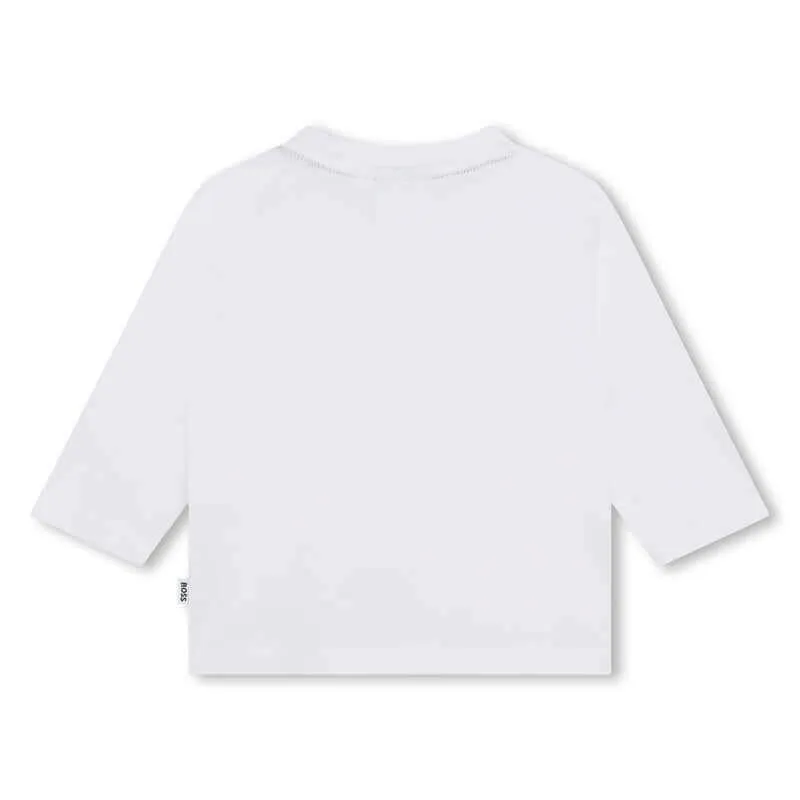 Baby Boys Weißes Logo Langarm T-Shirt