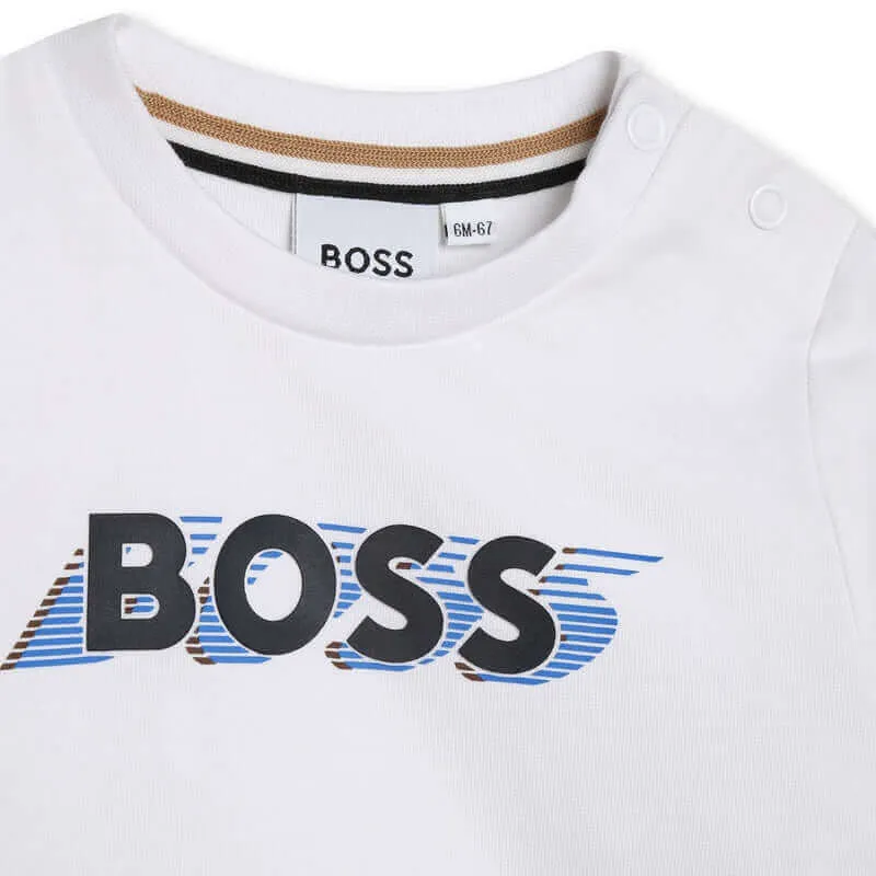 Baby Boys Weißes Logo Langarm T-Shirt