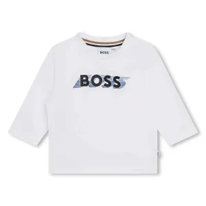 Baby Boys Weißes Logo Langarm T-Shirt