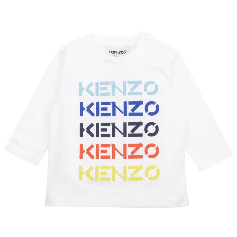 Baby Boys Weißes T-Shirt mit mehrfarbigem Logo