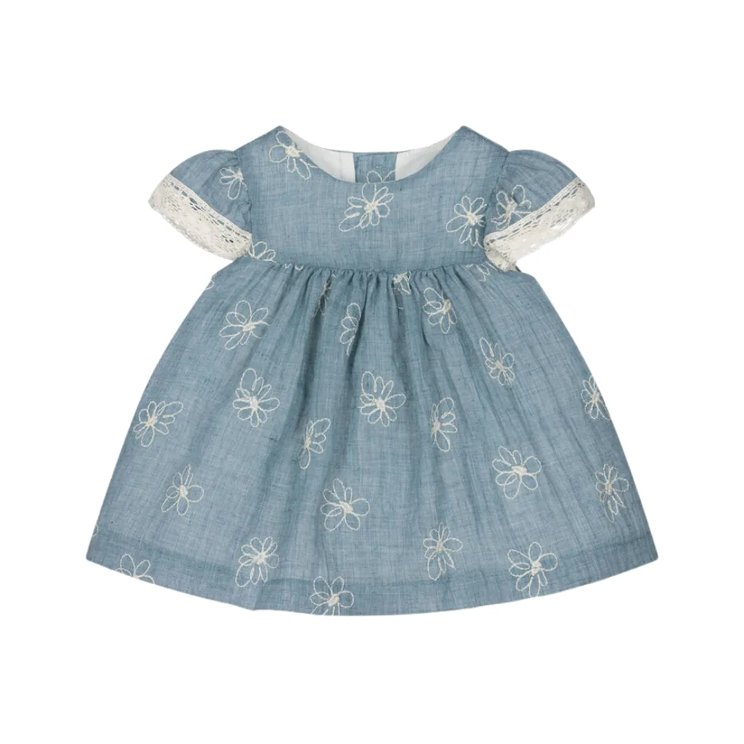 Baby Stickerei Gänseblümchen Kleid - Blaustein von Mayoral