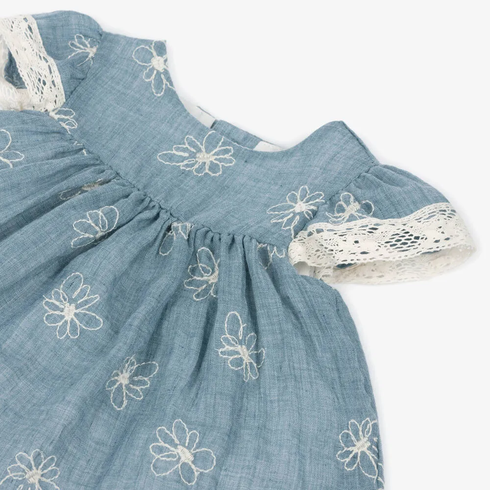 Baby Stickerei Gänseblümchen Kleid - Blaustein von Mayoral